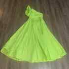 Akira Womens Dress Size Large Green One Shoulder Fit & Flare Ruffle Party Formal