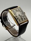 Vtg Mens 18k Solid Gold Case (.625 Ounce) Tank Manual Wind Watch -Needs Service
