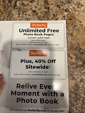 New ListingShutterfly Coupon Code $250Value Unlimited Photo Book Pages & 40%Off Exp 5/12/24