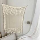 TWO ( I pair)  28x20 c 1910 2 Antique French TIMEWORN Muslin lace cafe curtains