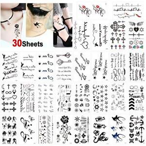 30 Sheets Fake Tiny Temporary Tattoo Hands Face Tattoo Sticker for Men Women
