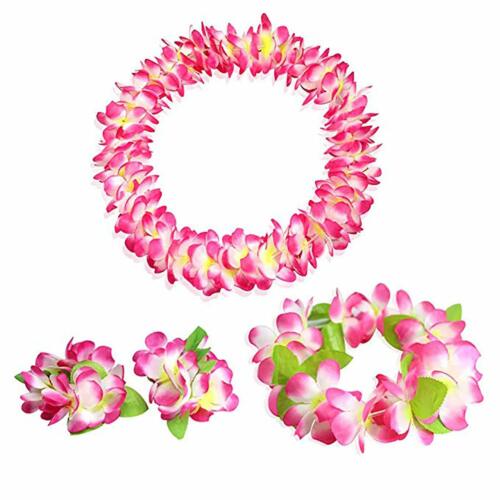 Hawaiian Flower Leis Luau Party Costume Beach Events 6 pcs Set