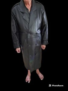 Vintage Philippe Monet Men's Leather Trench Coat - Size M - Pardon the Model!!