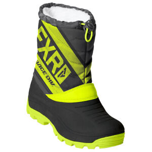 FXR Youth Octane Snowmobile Boots Fully Waterproof Black/Hi-Vis/Charcoal