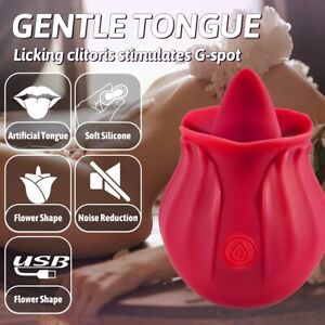 Red Rose Vibrator Clit Licking G-Spot Dildo Oral Adult Sex Toys for Women US