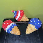 MARTHA STEWART July 4th Patriotic Stars & Stripes Ceramic Ice Cream Cones NIB