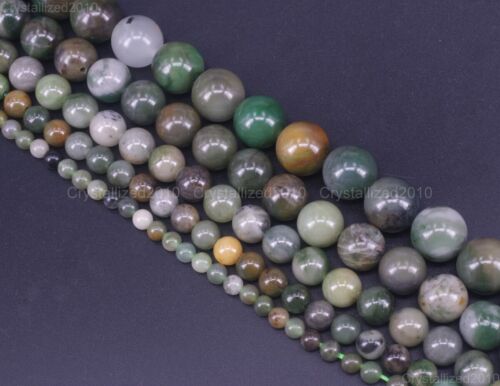 Natural Green Jade Gemstone Round Spacer Beads 4mm 6mm 8mm 10mm 12mm 15.5