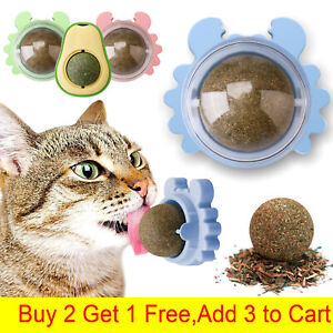 Rotatable Catnip Wall Ball Cat Teeth Cleaning Toys Edible Licking Treats Toys US