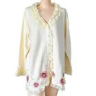 Storybook Knits Oh My Darling Sweater Cardigan Embroidered Floral Ruffles 1X