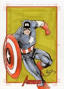 Marvel Greatest Heroes Sketch Card Captain America by Daniel HDR