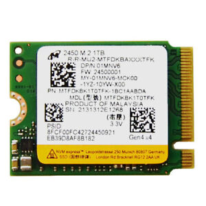 Micron 2450 2230 1TB Nvme SSD 3600MB/S  Replace Toshiba Kioxia KBG40ZNS1T02