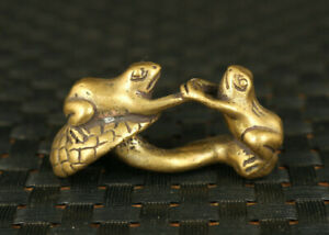 Chinese old bronze hand carving frog statue netsuke tea tray decoration gift