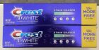 Crest 3D White Stain Eraser Whitening Toothpaste Fresh Mint LOT OF 2 tubes 2.3oz