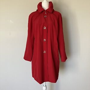 London Fog Womens Toggle Trench Coat Red Removable Hood *READ*