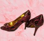 WILD ROSE Women's 4” High Heel Pumps Sexy Snakeskin Pink Fuschia Shoes Size 9