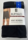 Men's David Bitton Buffalo Knit Boxers. 3 Pack, Stretch, Size Large 36-38, Black