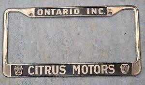 New ListingRare Citrus Motors Ford Ontario California License Plate Frame Mustang Fairlane