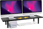 Adjustable Dual Monitor Stand Riser for Desk, Large Size, 32-40 Inch Screens, De