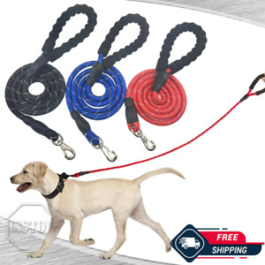 5FT Heavy Duty Dog Leash Large Pet Rope Reflective Nylon Leads with Comfy Handle