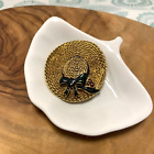 Vintage Straw Hat Brooch Gold Tone Museum of Fine Arts (MFA) Boston Signed