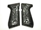 Ebony Grim Reaper Beretta 92fs Grips Checkered Engraved Textured