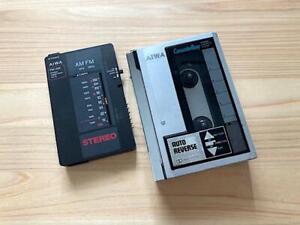 AIWA HS-U7 And TU-2 Headphone Stereo Cassette Silver Vintage Working Confirmed