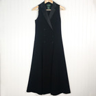 Lauren Ralph Lauren Womens Tuxedo Dress Black Satin Lapels V Neck Sleeveless 4