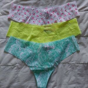 Lot Of 3 VICTORIA'S SECRET PINK No Show Lace Thongs Panties Size XXL