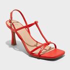 Women's Tamara Strappy Heels - A New Day Red 8