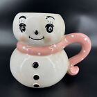 Johanna Parker Ceramic Snowman Mug Coffee Cup Pink Scarf 28 Oz