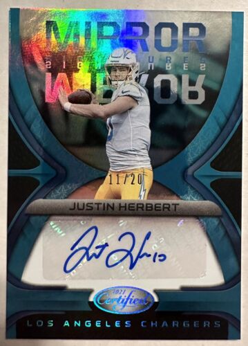 Justin Herbert 2021 Panini Certified Teal Mirror Signatures Auto /20 Chargers SP