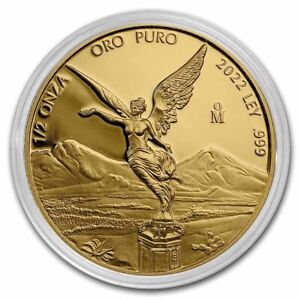 LIBERTAD MEXICO 2022 1/2 oz Proof Gold Coin in Capsule