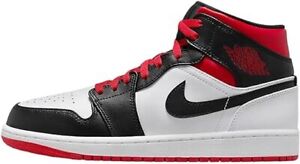 Nike Air Jordan 1 Mid Men's Shoes Size 10.5 White/Gym Red-Black