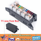 Universal 12V Auto Car 11-way Relay Fuse Box Block Holde with 11 Fuses 6 Relays