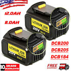 Battery Replacement for DeWalt 20V 20 Volt 12.0/8.0Ah Max DCB206-2 DCB200 DCB205