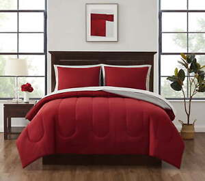 Red Reversible 7-Piece Bed in a Bag Comforter Set with Sheets, Full