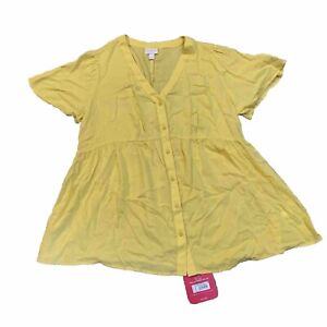 NWT! Isabel Maternity Yellow Babydoll Top/Blouse - Size Large