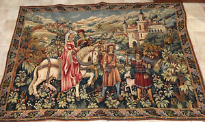 Beautiful Vintage Point de L'Halluin French Medieval Wall Tapestry 70