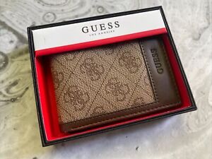 Guess Wallet Men 31GO220112 Brown Trifold RFID Protection Gift Box New MSRP $48