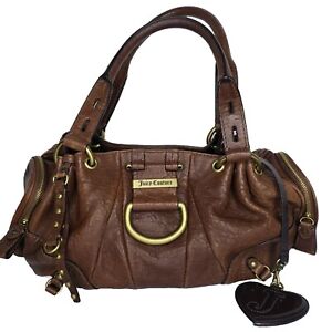 Vintage Juicy Couture Y2K  Leather Shoulder Hand Bag Soft Brown  Studds Small