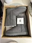 UGG Womens Classic Short II  Boots Grey W Shoes Winter Faux Fur Lined