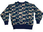 Vintage 2XL International View Long Sleeve Stripe Geometric Cardigan Sweater USA