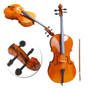 4/4 Full Size Natural BassWood Cello Set with Bag+Bow+Bridge+Rosin