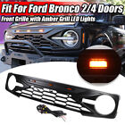 Matte Black Front Grille W/ LED Lights Kit For Ford Bronco 2/4 Door 2021-2023 US (For: 2021 Bronco Badlands)