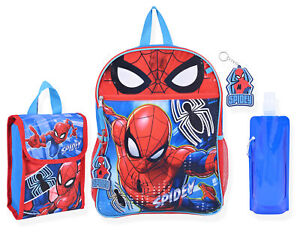 Marvel Spiderman Little Boys 16 inch Backpack 6 Piece Set