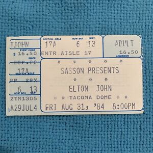 1984 Elton John Ticket Stub, Tacoma Dome Washington