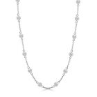 925 Sterling Silver Italian CZ Station Chain Necklace for Teen and Women 16 