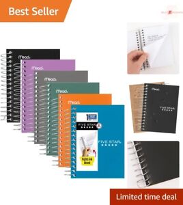 College Ruled Spiral Notebooks - 6 Pack, Small Size, 200 Sheets, Assorted Colors