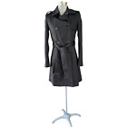 Banana Republic Factory Womens Black Lined Trench Top Coat XS Cotton Classic
