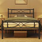 Twin/Full/Queen/King Metal Bed Frame w/High Headboard Footboard Black/White/Gold